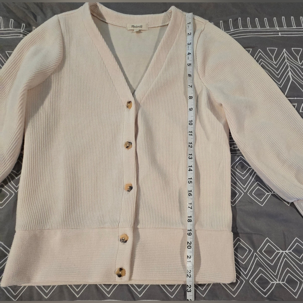 Madewell Ottoman Ribbed Vneck Cardigan Size Small - Picture 3 of 7